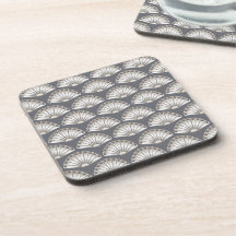 Cream & Gray Fan Pattern Coasters
