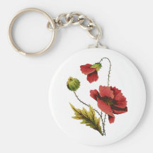 Crewel-Stickerei-Rot-Mohnblume Schlüsselanhänger