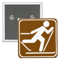 Cross Country-Skifahren-Landstraßen-Zeichen Button
