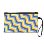 Cute Blue and Yellow Zigzag bag Wristlet Clutch