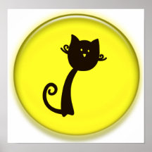 Cute Cartoon Black Cat Poster