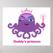 Cute octopus baby girl princess poster