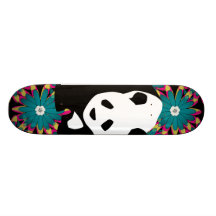 Cute Panda Bear Blue Pink Flowers Floral Pattern Custom Skateboard