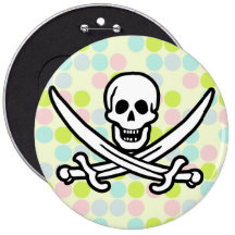 Cute Pirate; Pastel Colors, Polka Dot Pinback Button