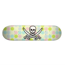 Cute Pirate; Pastel Colors, Polka Dot Skate Boards