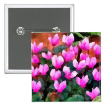 Cyclamen-Blumen Anstecknadelbutton