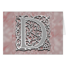 D Monogram "Silver Stone" Note Card Greeting Card