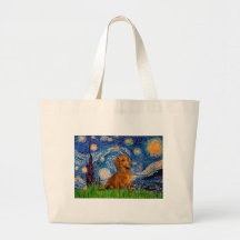 Dackel (Brown1) - Starry Nacht Leinentasche