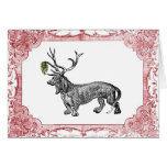 Dackel-Ren mit Mistelzweig-Vintagem Weihnachten Karten