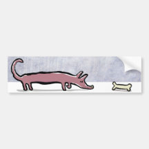 Dackel und Knochen Auto Sticker