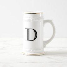 Damast-Buchstabe D - Schwarzes Haferl