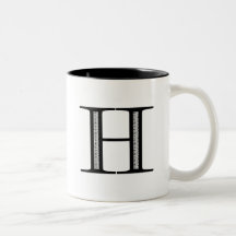Damast-Buchstabe H - Schwarzes Haferl