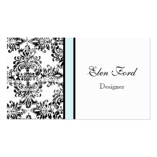 Damast-elegante Baby-Blau-und Schwarz-Visitenkarte