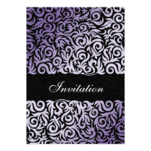 Damast lila Chic-Hochzeit Einladungen