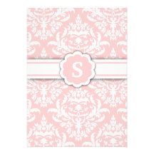 Damast-Rosa des Monogramm-311-Marissa Individuelle Einladungskarten