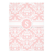 Damast-Rosa des Monogramm-311-Marissa Individuelle Ankündigskarten