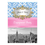 Damast-Verlobungs-Party NYC Skyline BW D42 V einladungen