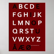 Dänisches Alphabet-Plakat