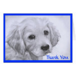 Danke der goldener Retriever-Welpe, der Karte zeic