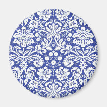 Dark blue damask pattern magnets