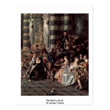Das Ball-Spaß-Detail durch Antoine Watteau Postkarte