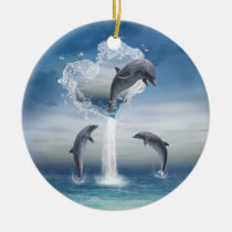 Das Herz von der Delphin-runden Verzierung ornaments