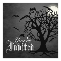 Das Kühlen gehen schwarze Mond-Halloween-Einladung