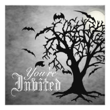 Das Kühlen gehen silberne Mond-Halloween-Einladung