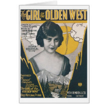 Das Mädchen der alten Vintagen Songbook-Westabdeck Grußkarten