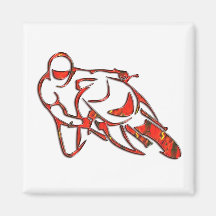 Das Motorrad-Logo, das in Kurven-Rot sich lehnt, s Magnete