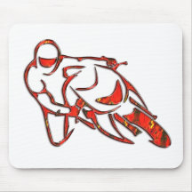 Das Motorrad-Logo, das in Kurven-Rot sich lehnt, s Mousepad