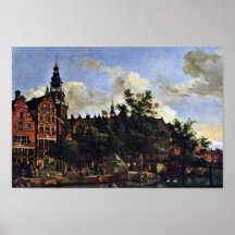 Das Oudezijds Voorburgwal und das Oude Kerk in AMS Poster