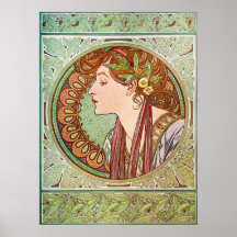 Das Profil der Frau, Alphonse Mucha Plakat