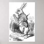 Das weiße Kaninchen mit Uhr Plakat