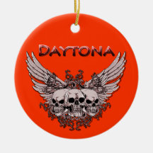 Daytona 3 Schädel auf Flügel-Rot-Verzierung Ornament