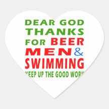 Dear God Thanks For Beer Men And Swimming Sticker