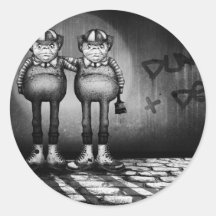 Dee und Dum Runder Sticker
