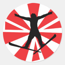 defekter glas Skisprung Runder Sticker