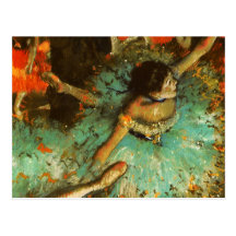 Degas Green Dancer Ballet Impressionist Postcard