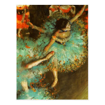 Degas Green Dancer Ballet Impressionist Postcards