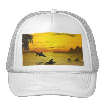 Delphin-Sonnenuntergang-Hut Trucker Mütze
