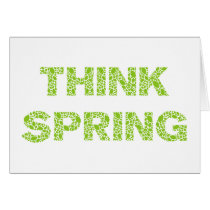 denken Sie Frühling, Text mit neuen Grün-Blätterbu karten