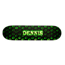 Dennis-Skateboardgrünfeuer und Flammenentwurf Personalisiertes Deck