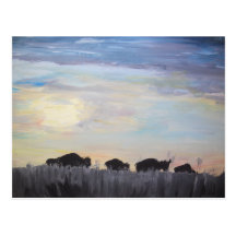 Der amerikanische Bison - Acrylmalerei Postkarte
