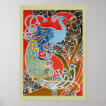 Der blaue Pfau - Vintages Kunst-Plakat