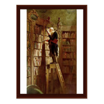 Der Bücherwurm, durch Spitzweg, Karl Postkarte