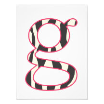 der Buchstabe G - Zebra-Streifen und rosa Wand-Kun Photographischer Druck