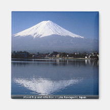 Der Fujisan und Reflexion im See Kawaguchi, Japan Kühlschrankmagnet