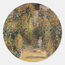 Der Garten des Künstlers bei Vetheuil durch Monet, Runde Sticker
