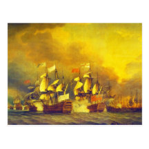 Der Kampf des Saintes durch Thomas Mitchell 1782 Postkarte